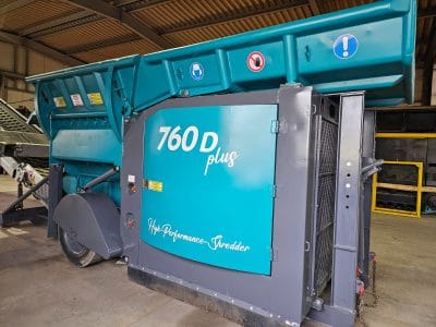 Arjes 760D Plus twin shaft slow speed shredder for wood waste and C&D recycling